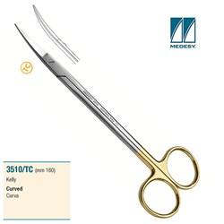 SCISSORS TUNGSTEN CARBIDE KELLY CURVED 160mm