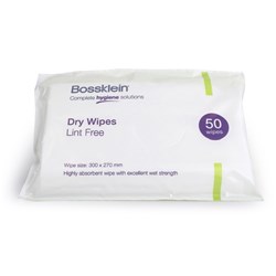BOSSKLEN DRY WIPES LINT FREE 50 WIPES x 300x270mm