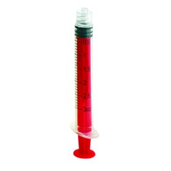 COLOURED LUER LOCK SYRINGE 3CC - RED